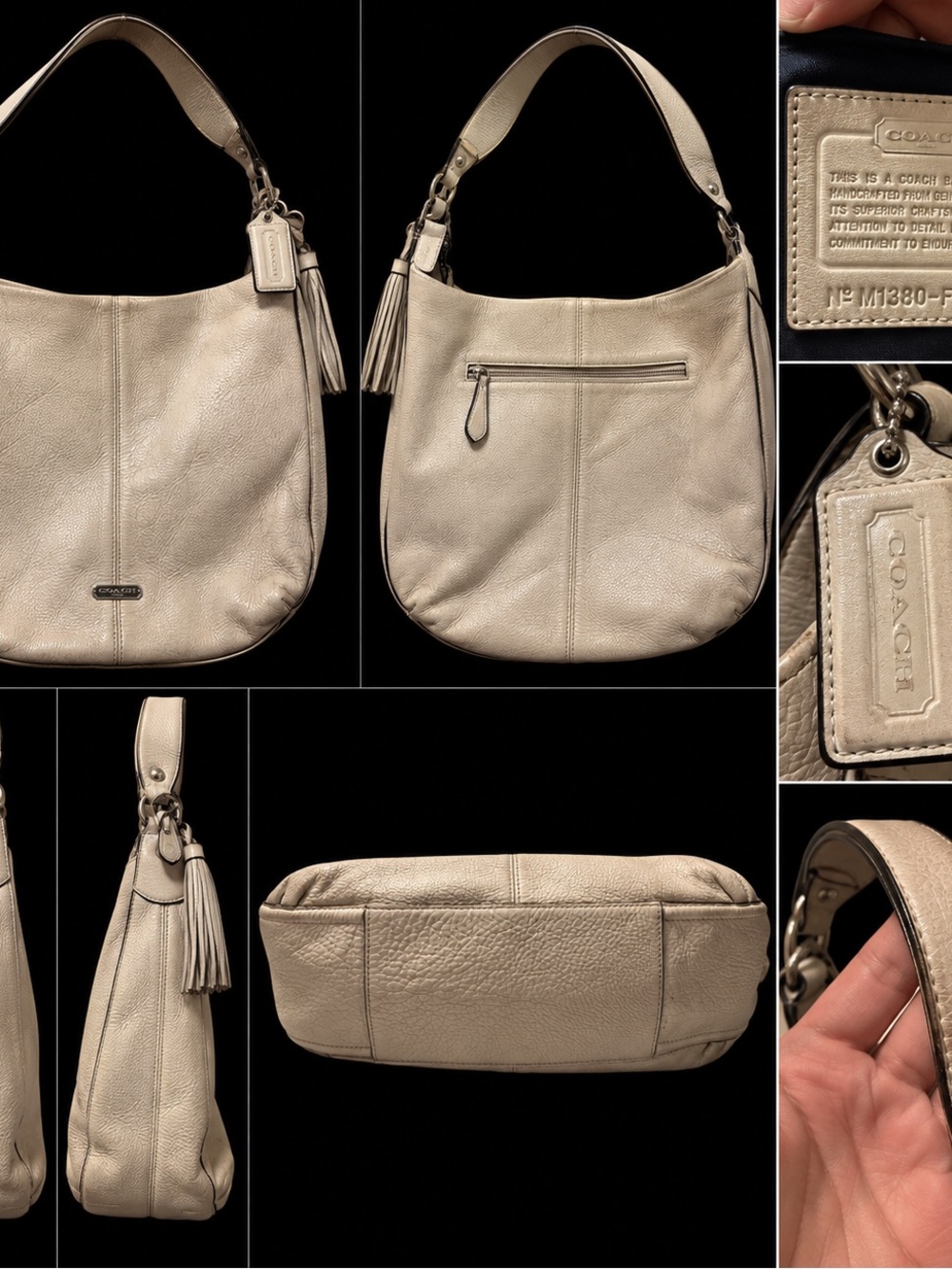 Coach Pebble Leather Shoulder Hobo in Light Taupe